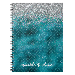 Aquamariner Silbermagazin-Mermaid personalisiert Notizblock