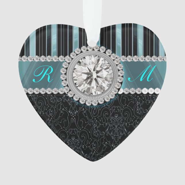 Aquamariner, silberner und schwarzer ornament (Vorderseite)