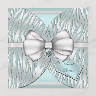 Aquamariner silberner Zebra laden Band u. Jeweled Einladung
