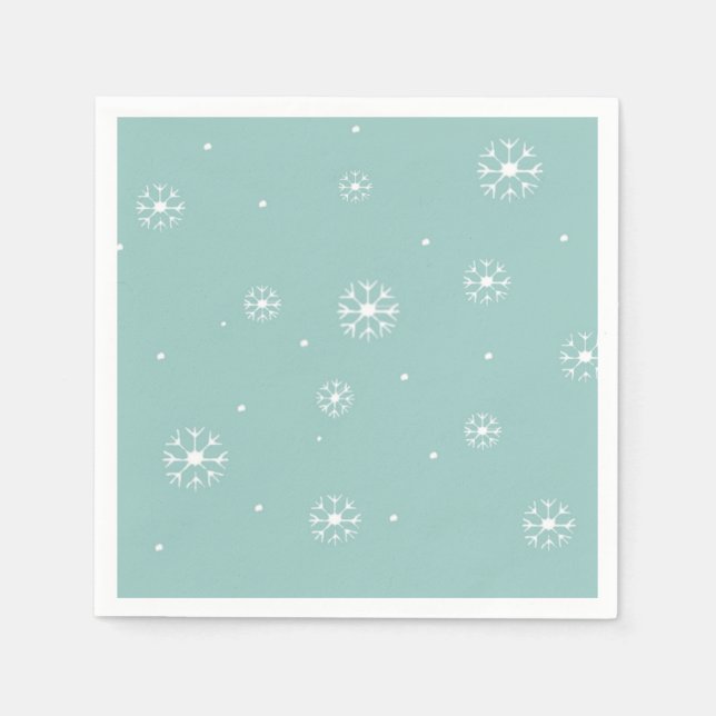 Aquamariner Snowflake Paper Cocktail Napkins Serviette (Vorderseite)