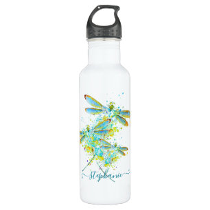 Aquamariner Spritzer der Libellen personalisiert Edelstahlflasche