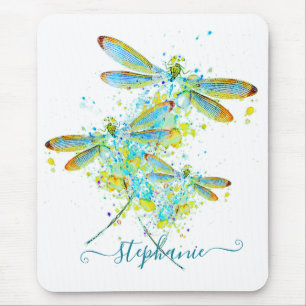 Aquamariner Spritzer der Libellen personalisiert Mousepad