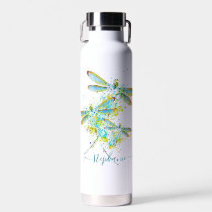 Aquamariner Spritzer der Libellen personalisiert Trinkflasche