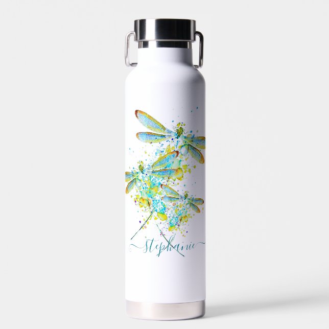 Aquamariner Spritzer der Libellen personalisiert Trinkflasche (Vorne)