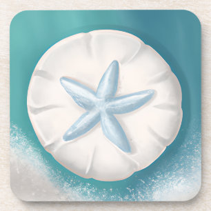 Aquamariner Starfish und Sand Dollar Beachy Getränkeuntersetzer