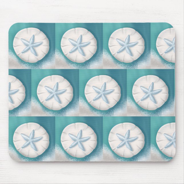 Aquamariner Starfish und Sand Dollar Beachy Mousepad (Vorne)