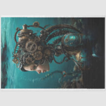 Aquamariner Steampunk-Girl-Wasser-Weltdekoupage