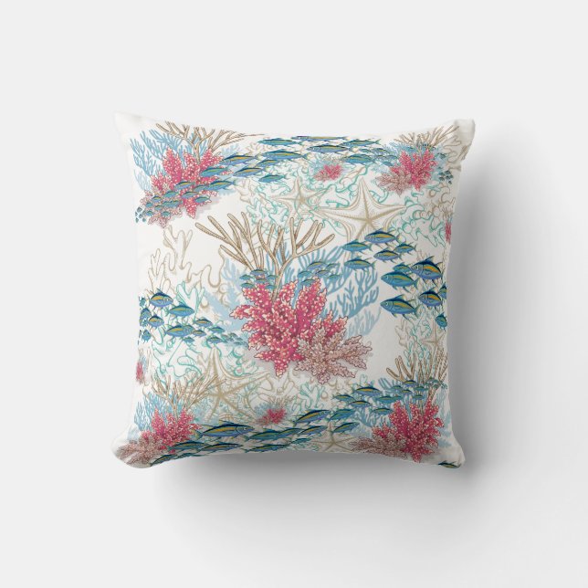 Aquamariner Strand des Red Coral Reef Kissen (Vorderseite)