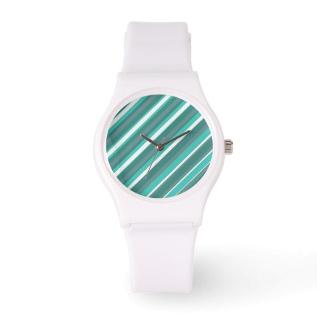 Aquamariner Streifen Sporty White Armbanduhr (Vorderseite)