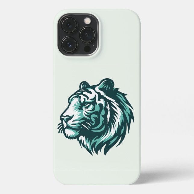 Aquamariner Tiger mit blassgrünem Tiger iPhone Hülle (Rückseite)