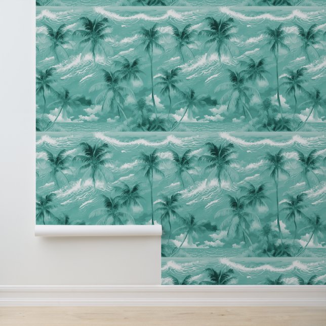 Aquamariner tropischer Kokospalm Tapete (Anwendung)