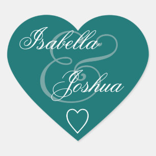 Aquamariner Umschlag Aufkleber Hochzeitsherz V15