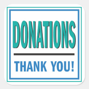 Aquamariner und blauer Aufkleber des Spendenglases