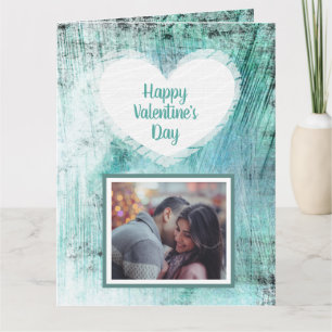 Aquamariner und blauer Valentinstag Fotokarte Karte
