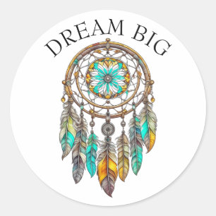 Aquamariner und braune Dreamcatcher   Traum Big Runder Aufkleber