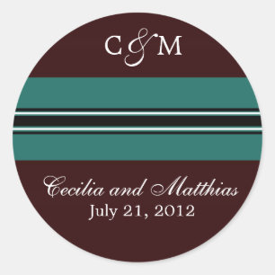 Aquamariner und brauner Umschlag Aufkleber