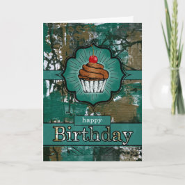 Aquamariner und brauner Urban Graffiti Cupcake Geb Karte