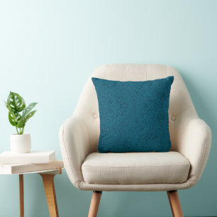 Aquamariner und dunkelblauer Paisley Kissen