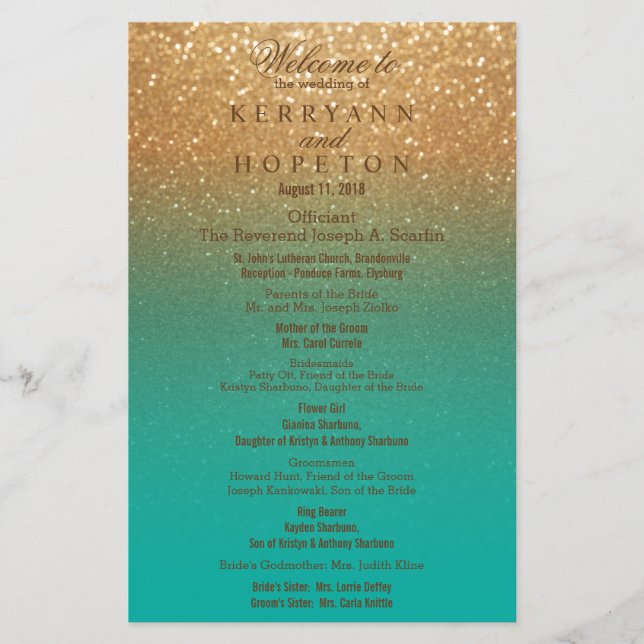 Aquamariner und Gold-Glitzer - Programm (Vorderseite)