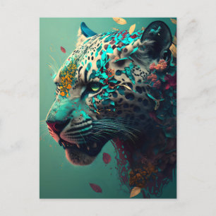 Aquamariner und goldblühender Jaguar Postkarte