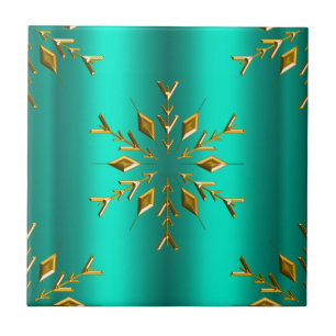 Aquamariner und goldener Weihnachtsstar Fliese