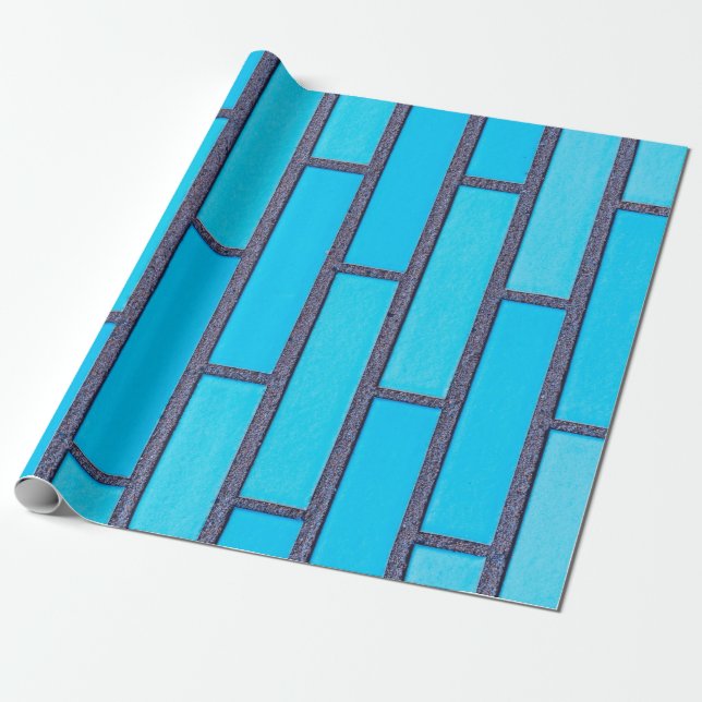 Aquamariner und grauer Backstein Geschenkpapier (Ungerollt)