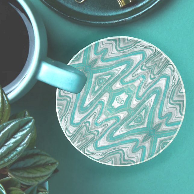 Aquamariner und grauer erdgrüner Abstrakter Sandst Getränkeuntersetzer (Von Creator hochgeladen)