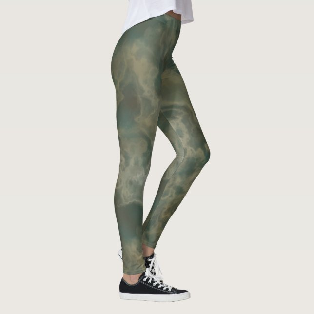 Aquamariner und grüner Marmor Leggings (Rechts)