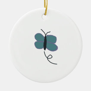 Aquamariner und Lila Schmetterling Keramik Ornament