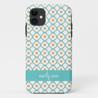 Aquamariner und orange Punkt Quatrefoil iPhone4 Case-Mate iPhone Hülle