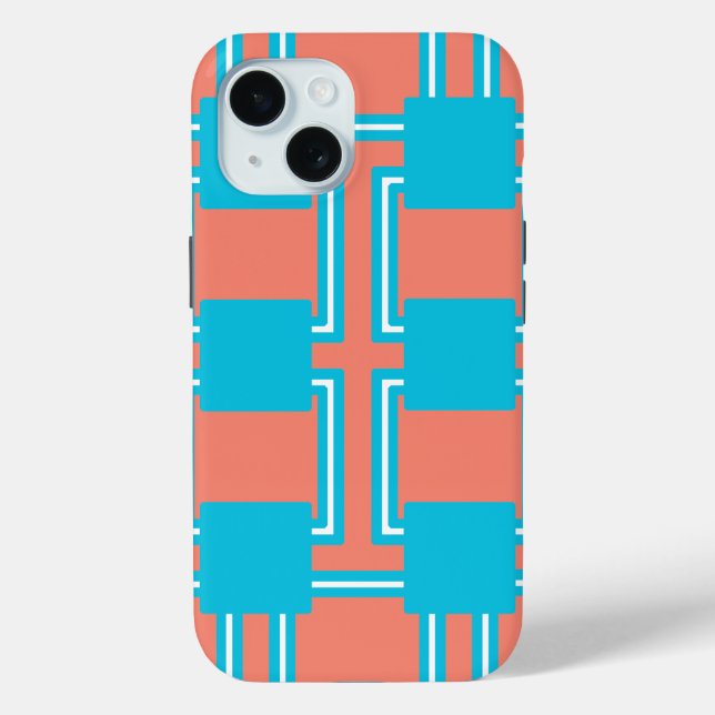 Aquamariner und orangefarbener Platz Case-Mate iPhone Hülle (Rückseite)