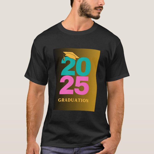 Aquamariner und rosa Abschluss Jahr 2025 Mens T-Shirt (Vorderseite)