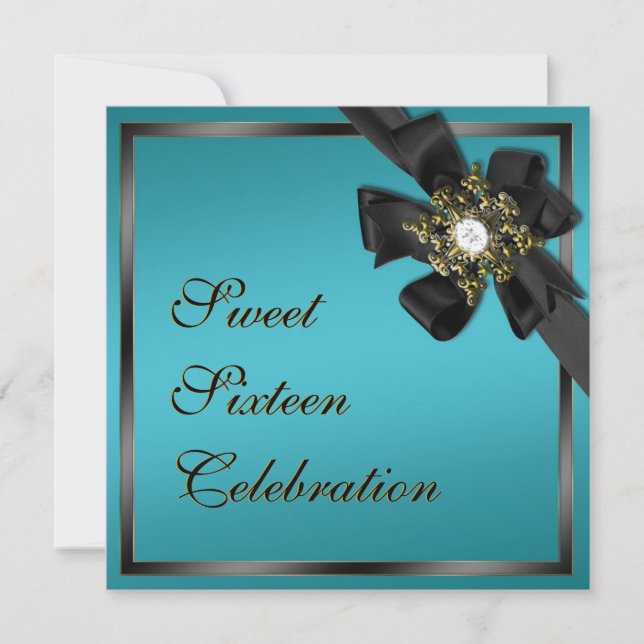 Aquamariner und schwarzer Diamant-Bowling Einladung (Vorderseite)