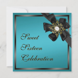 Aquamariner und schwarzer Diamant-Bowling Einladung