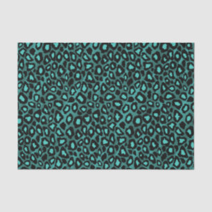 Aquamariner und schwarzer Leopard-Tierdruck Seidenpapier