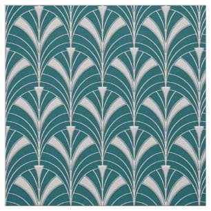 Aquamariner und silberner Art-Déco-Stil Stoff
