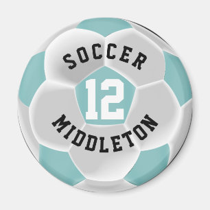 Aquamariner und weißer Fußballball Magnet