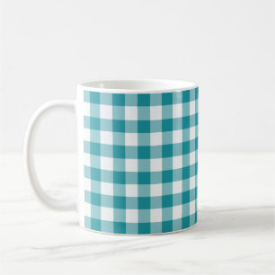 Aquamariner und weißer Gingham überprüftes Must Tasse