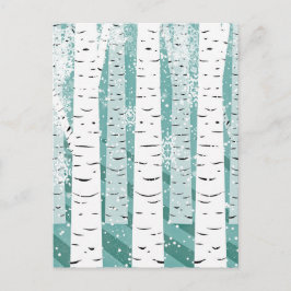 Aquamariner und weißer Snowy Birch Tree Winter Postkarte