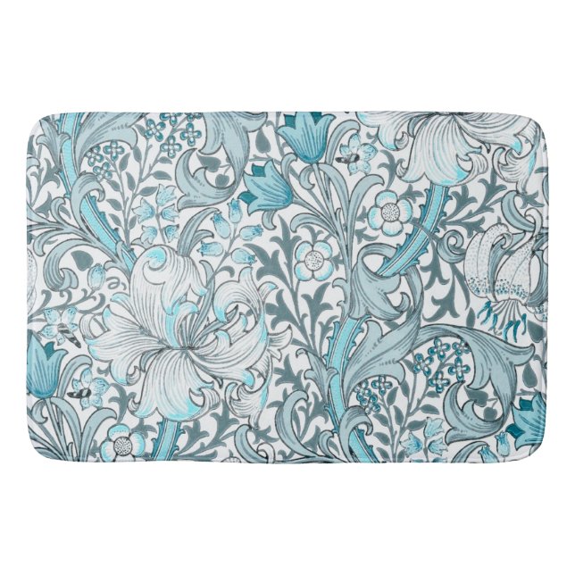 Aquamariner Vintager Blumenstil Badematte (Vorderseite)