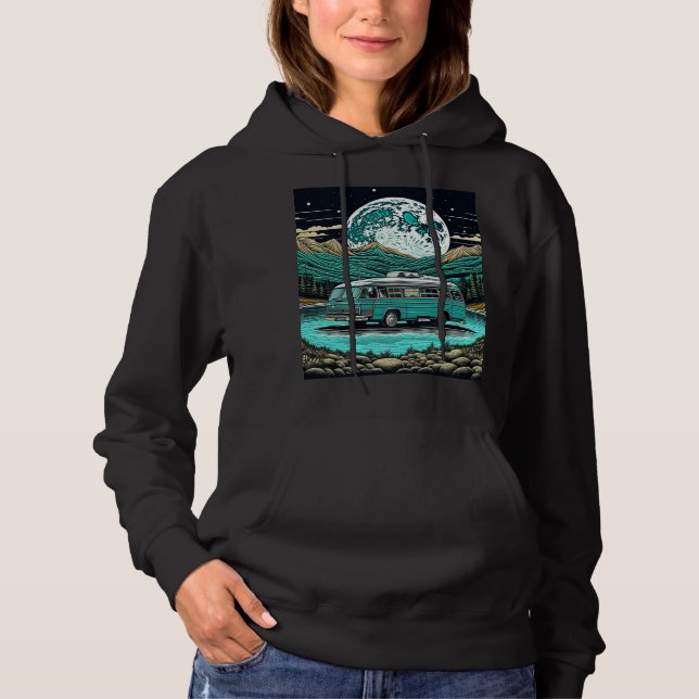 Aquamariner Vintager RV Camper im Berg Retro Hoodie (Vorderseite)