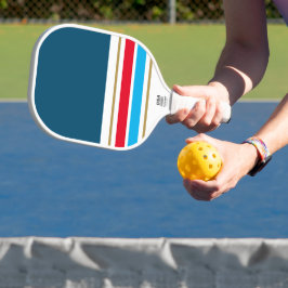 Aquamariner Weißer Farbblock Roter Himmel Streifen Pickleball Schläger