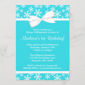 Aquamariner weißer Schneeflocke-Bogen-Winter Einladung