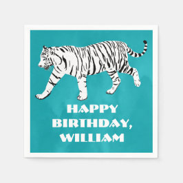 Aquamariner weißer Tiger, türkisblau Serviette