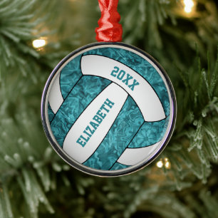 aquamariner, weißer Volleyballgürtel Ornament Aus Metall