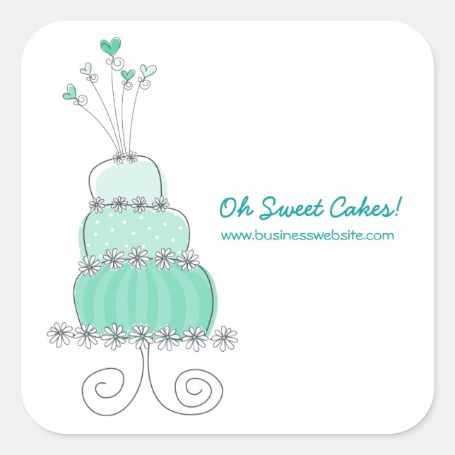 Aquamariner Whimsical Chic Wedgecake Sticker (Vorderseite)