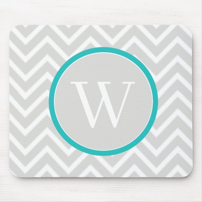 Aquamariner Zickzack Monogramm-Mauspad Mousepad (Vorne)