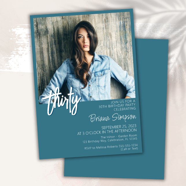 Aquamarines 30. Geburtstag Foto Einladung (Von Creator hochgeladen)