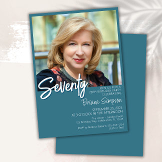Aquamarines 70. Geburtstag Foto Einladung