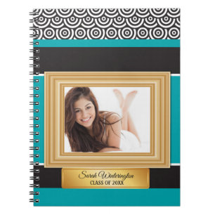 Aquamarines Abschluss-Jahr-Notebook mit Schwarz/Go Notizblock